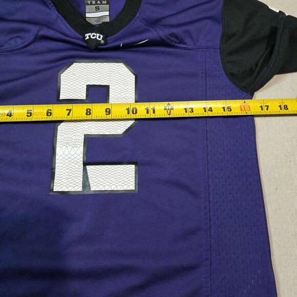 Nike Team TCU Horned Frogs FOOTBALL Jersey 2014-15 PURPLE/BLACK #2 Womens SMALL - Picture 5 of 6